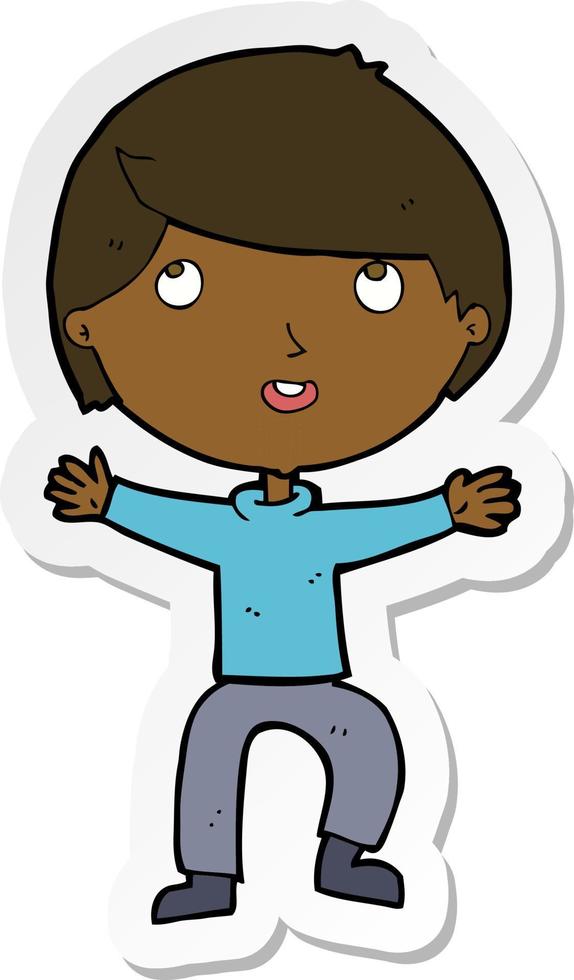 sticker of a cartoon happy boy vector