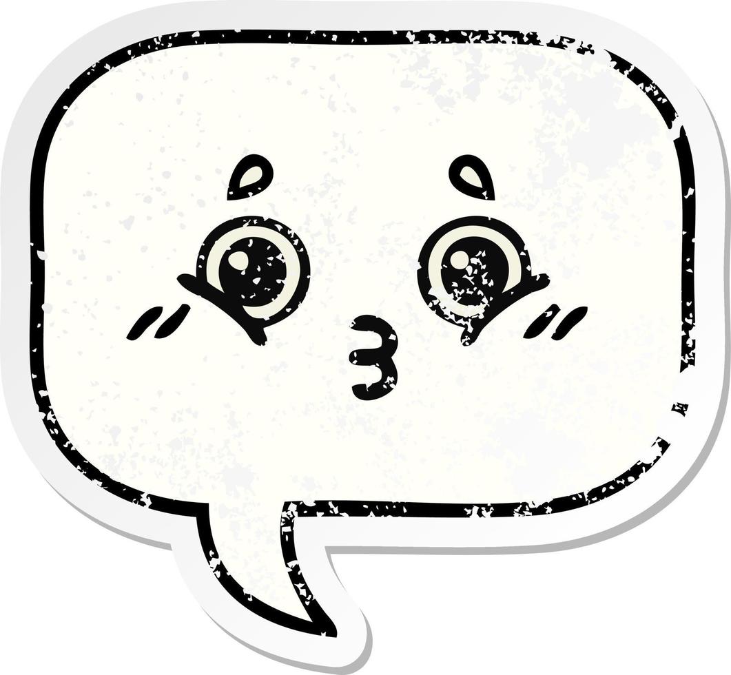 distressed sticker of a cute cartoon speech bubble vector