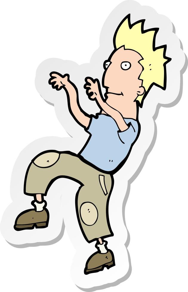 sticker of a cartoon happy man doing funny dance vector