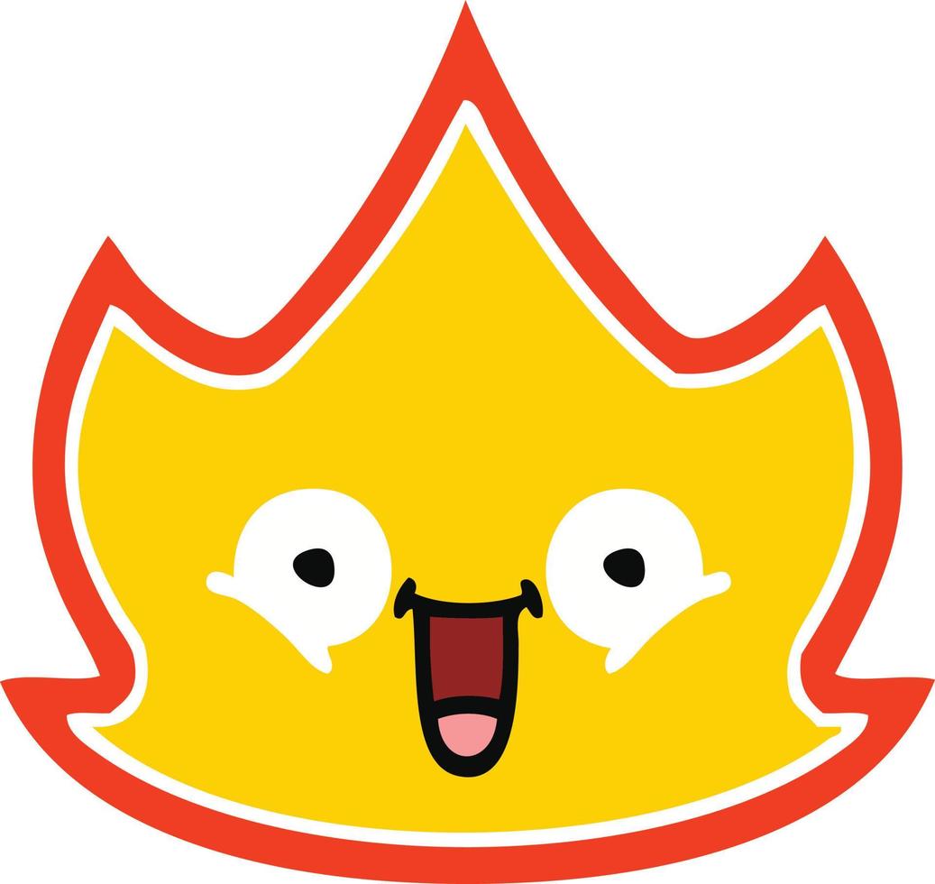 flat color retro cartoon happy fire vector