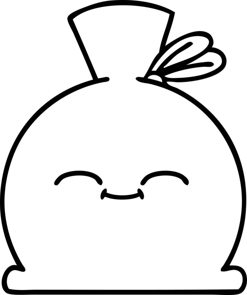 line drawing cartoon sack vector