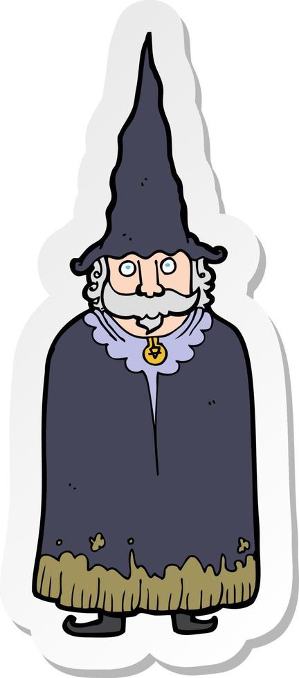 sticker of a cartoon wizard vector