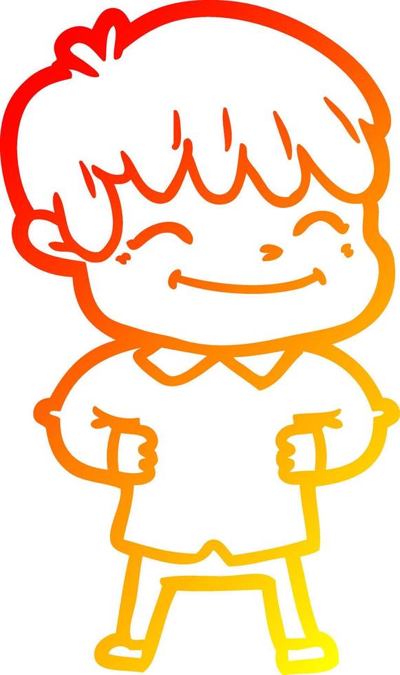 warm gradient line drawing cartoon happy boy vector