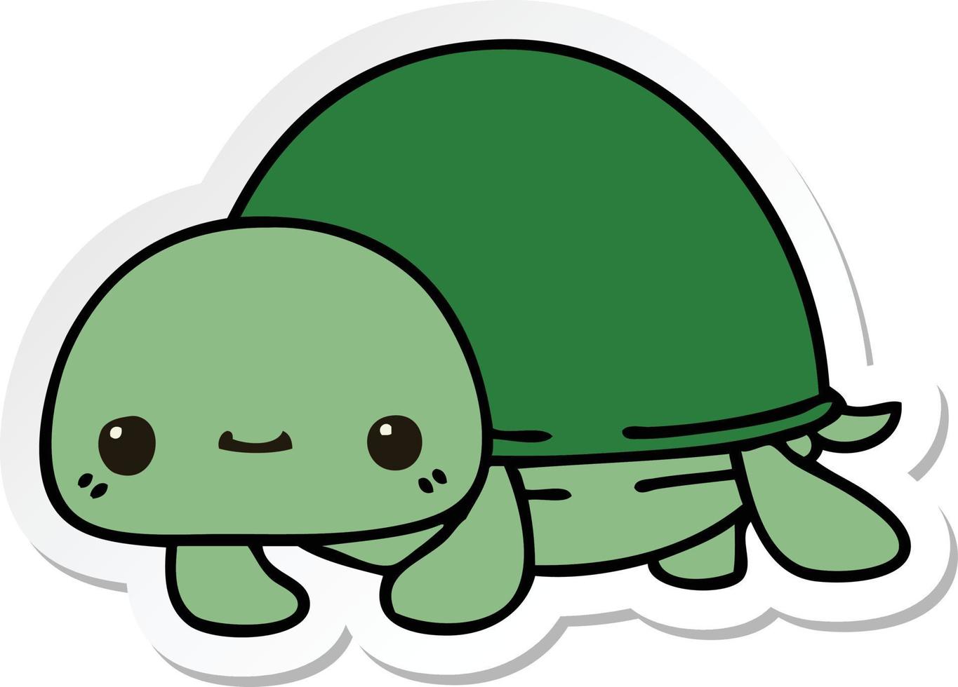 sticker of a quirky hand drawn cartoon turtle vector