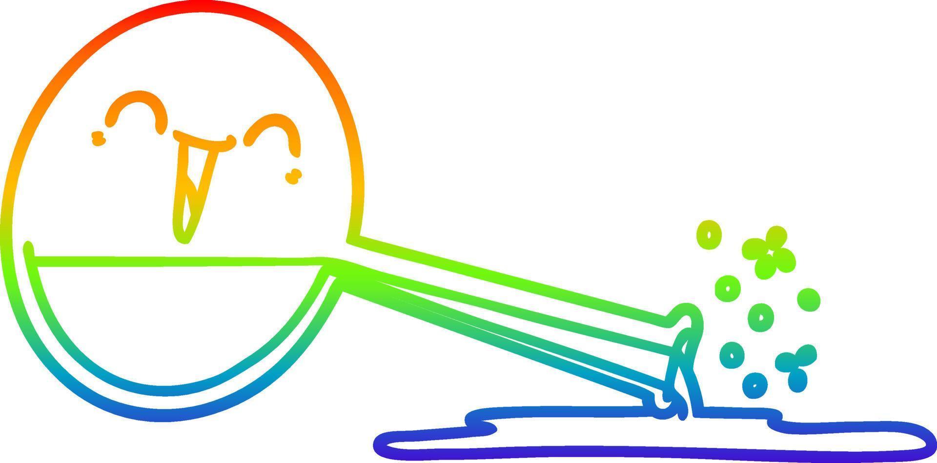 línea de gradiente de arco iris dibujo feliz dibujos animados productos químicos derramados vector