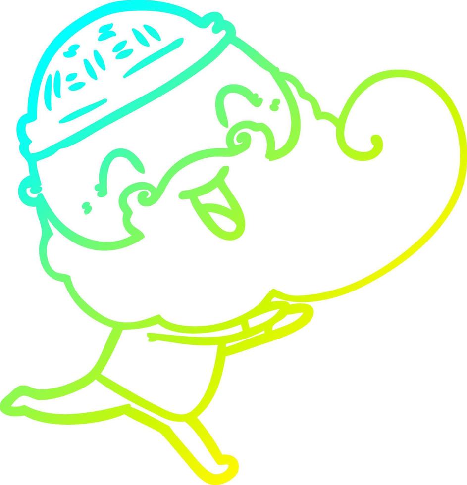 cold gradient line drawing happy bearded man vector
