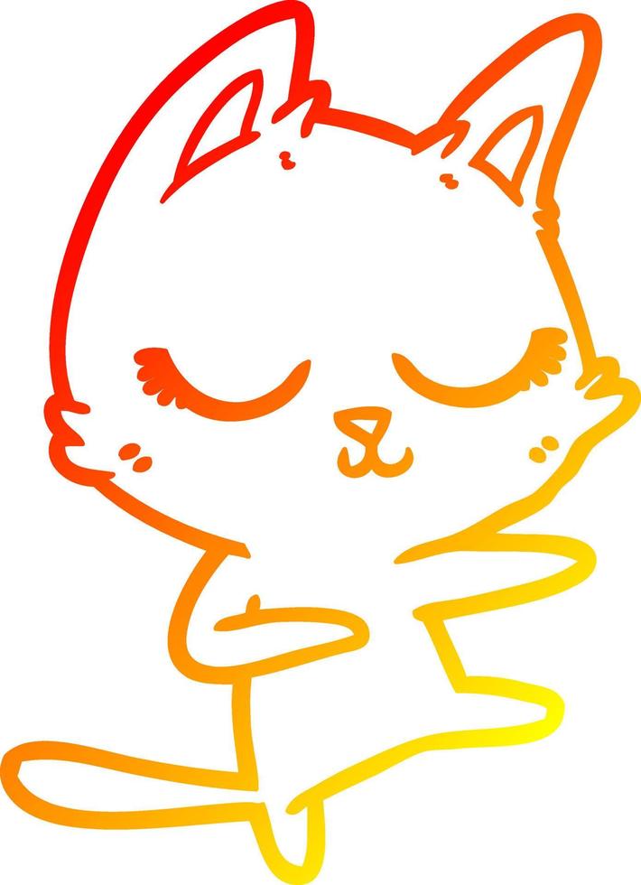 warm gradient line drawing calm cartoon cat vector