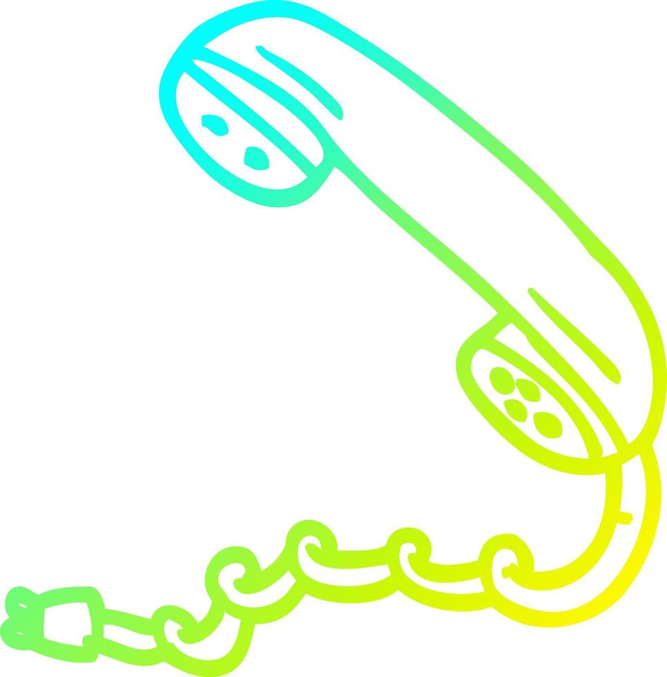 cold gradient line drawing cartoon phone handset vector