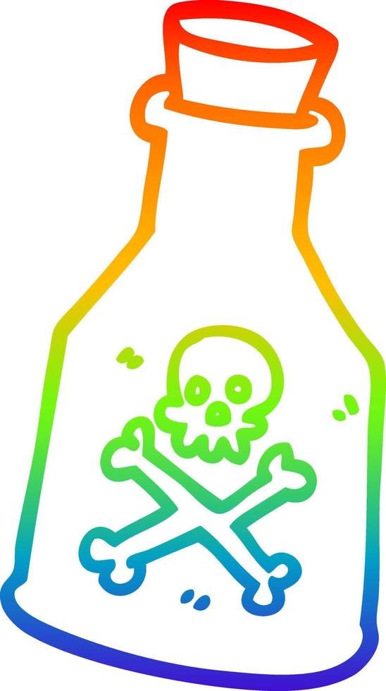 botella de veneno de dibujos animados de dibujo de línea de gradiente de arco iris vector