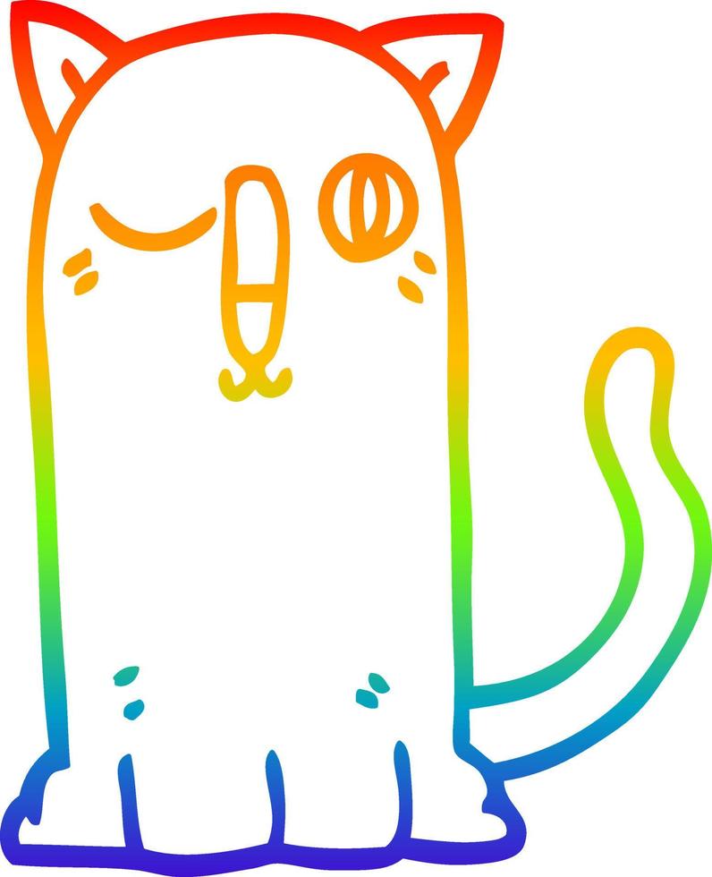 rainbow gradient line drawing cartoon funny cat vector