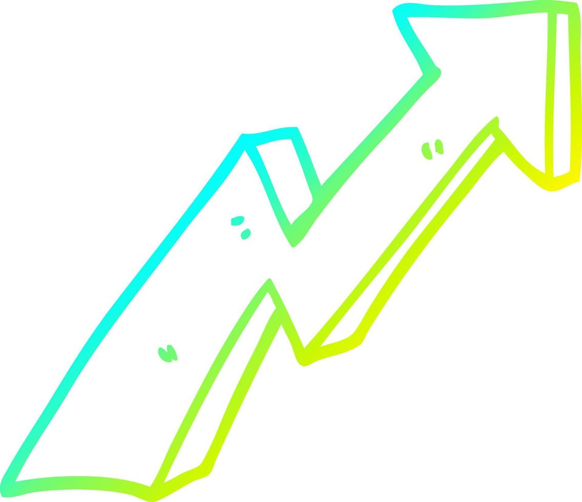 cold gradient line drawing cartoon business growth arrow vector