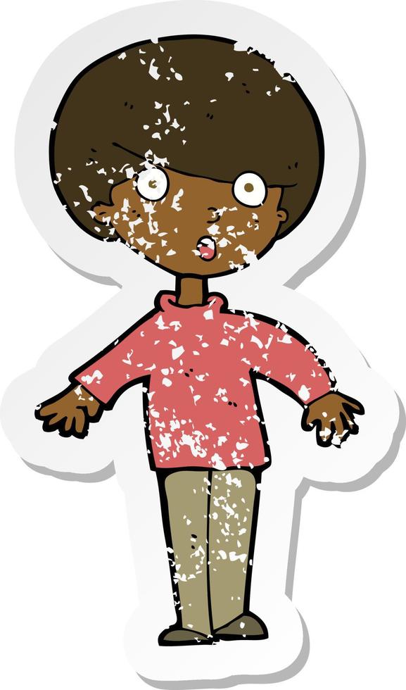 retro distressed sticker of a cartoon surprised man vector