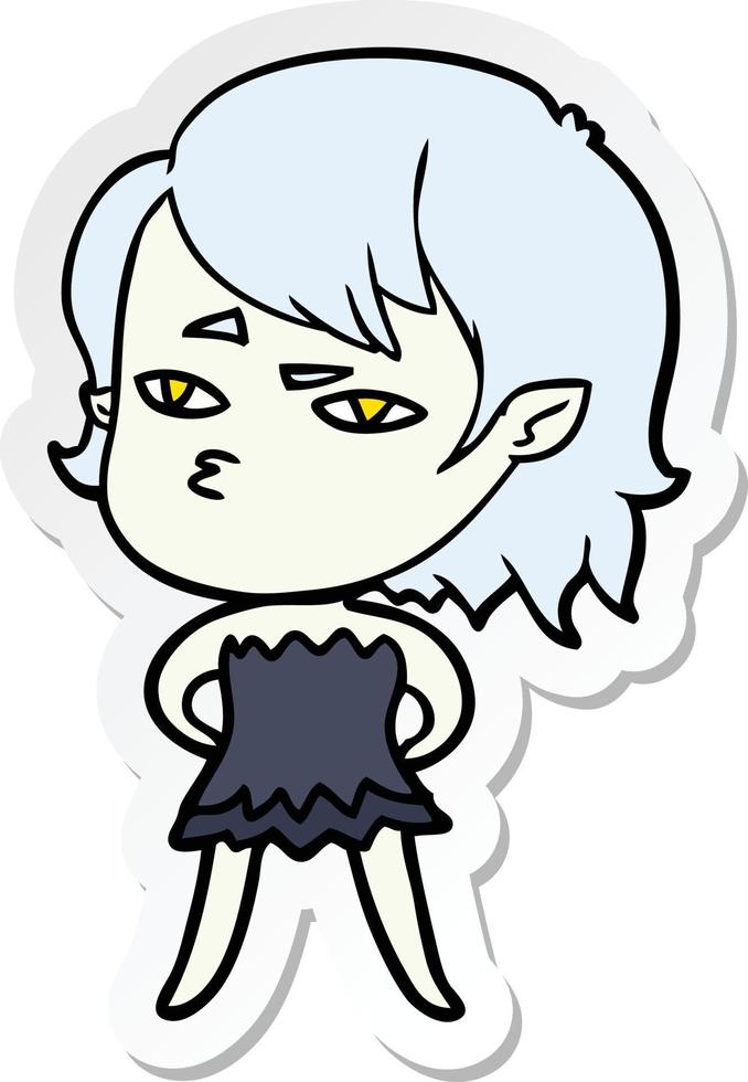 sticker of a cartoon vampire girl vector