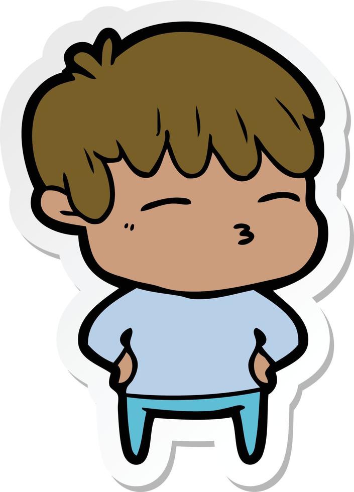 sticker of a cartoon curious boy vector