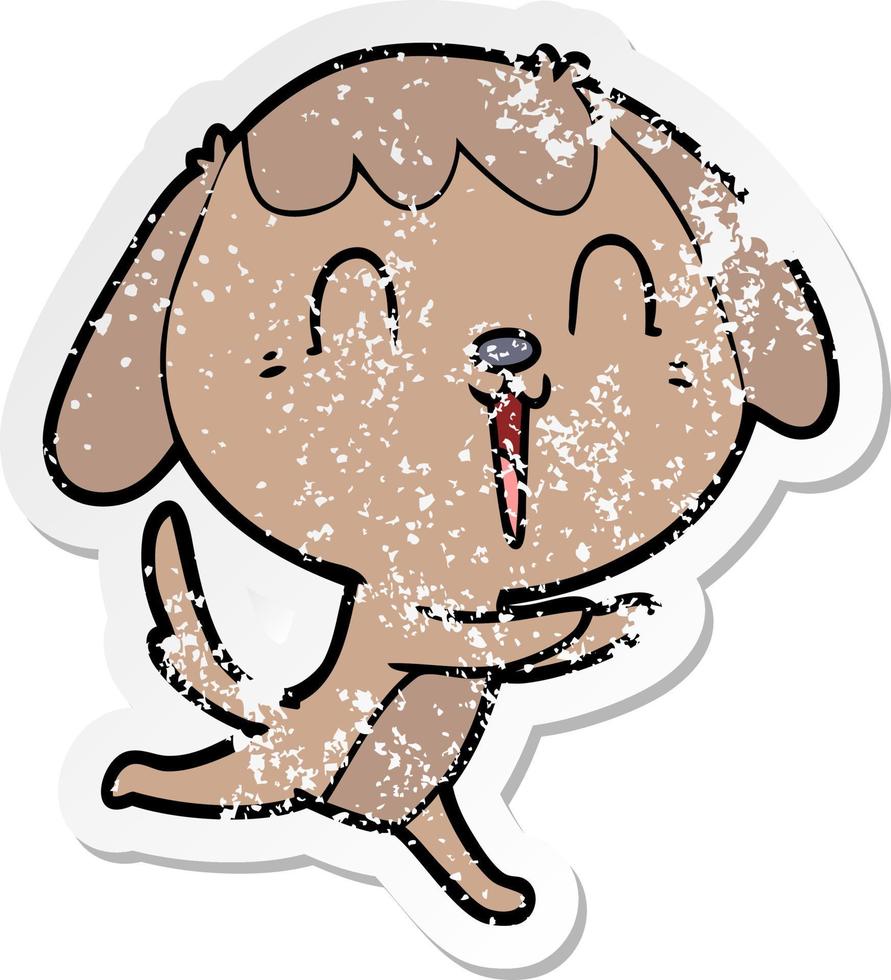 distressed sticker of a cute cartoon dog vector