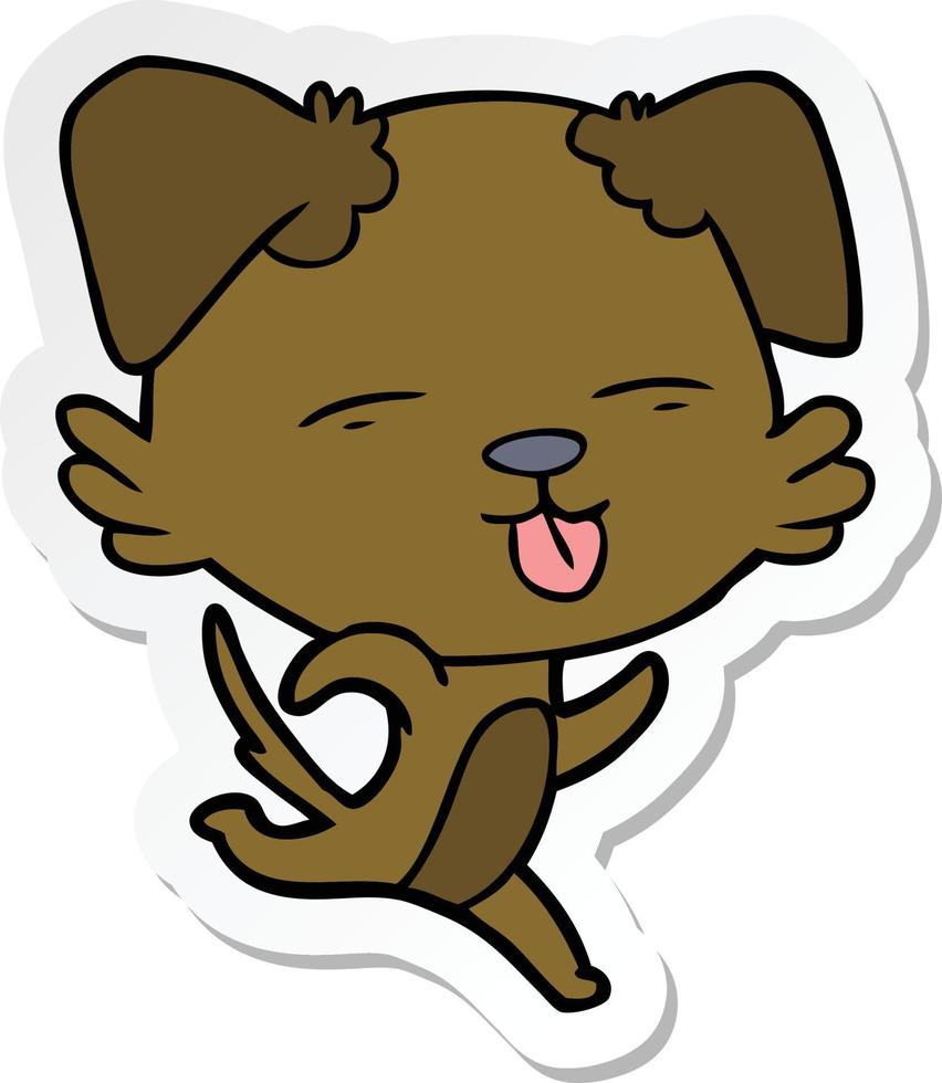 sticker of a cartoon dog sticking out tongue vector