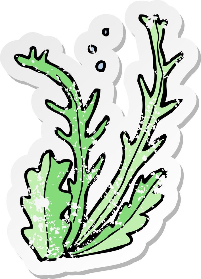 retro distressed sticker of a cartoon seaweed vector
