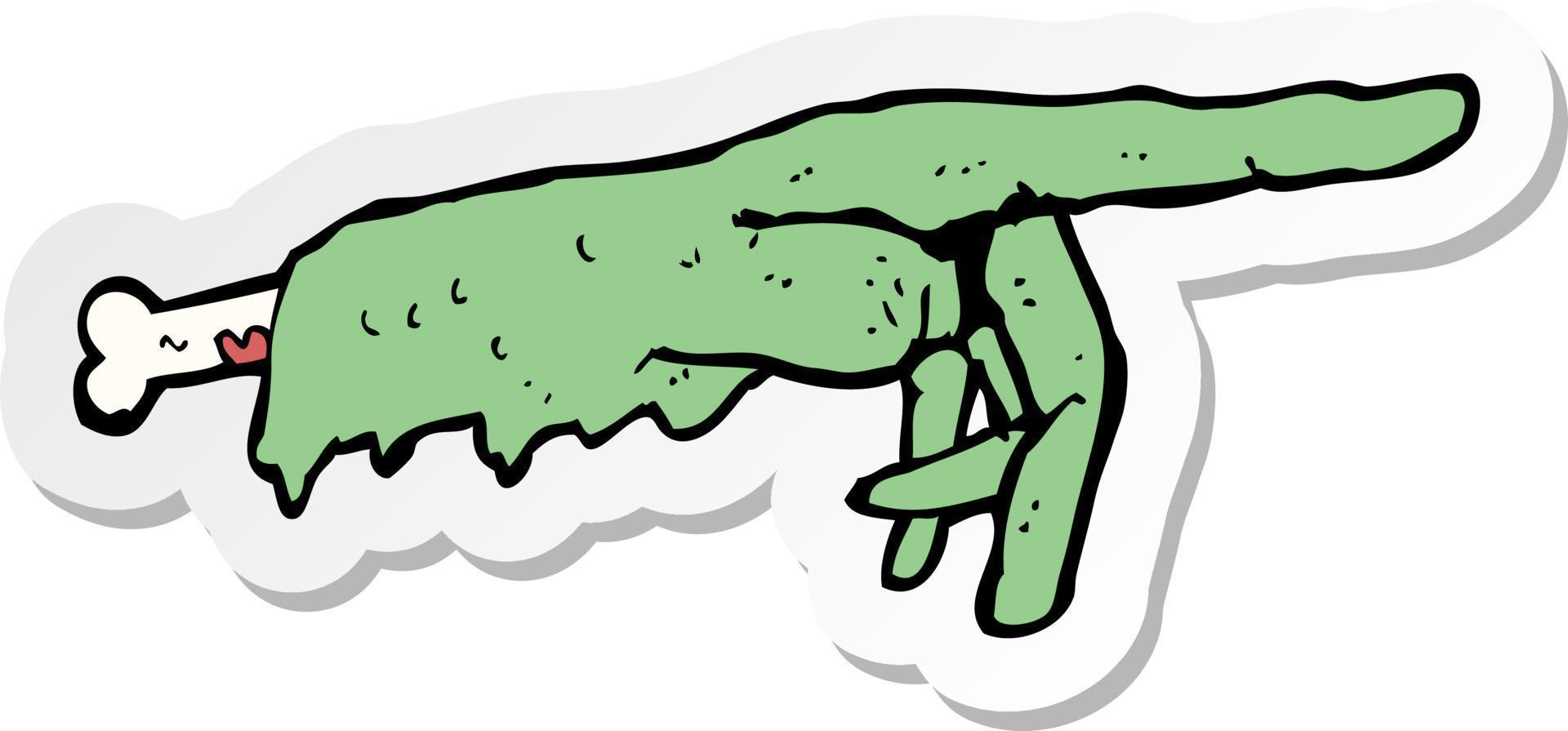 sticker of a cartoon pointing zombie hand vector