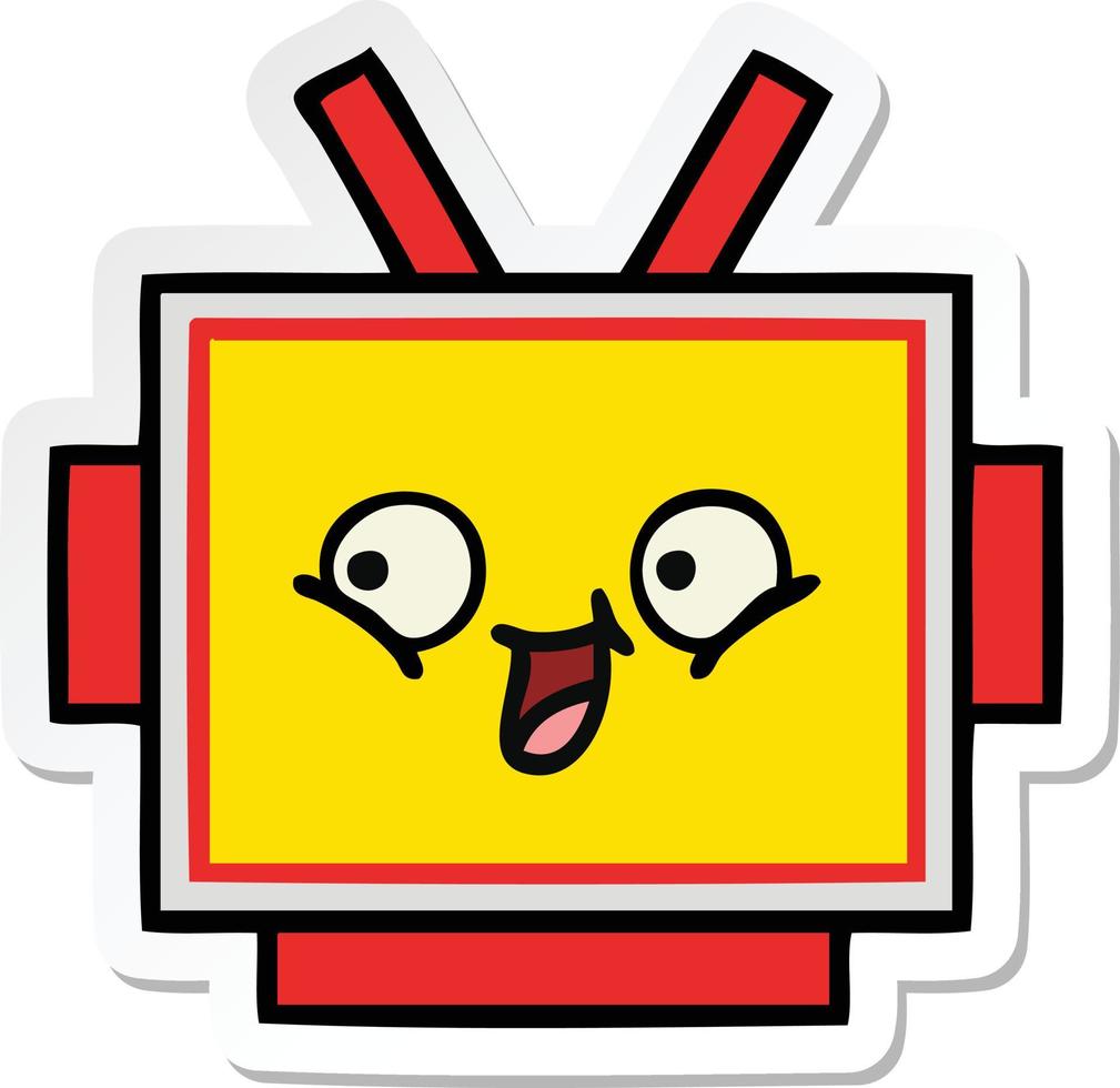 sticker of a cute cartoon robot head vector