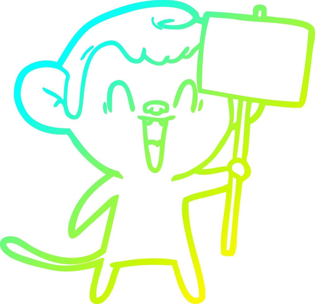 cold gradient line drawing cartoon laughing monkey vector