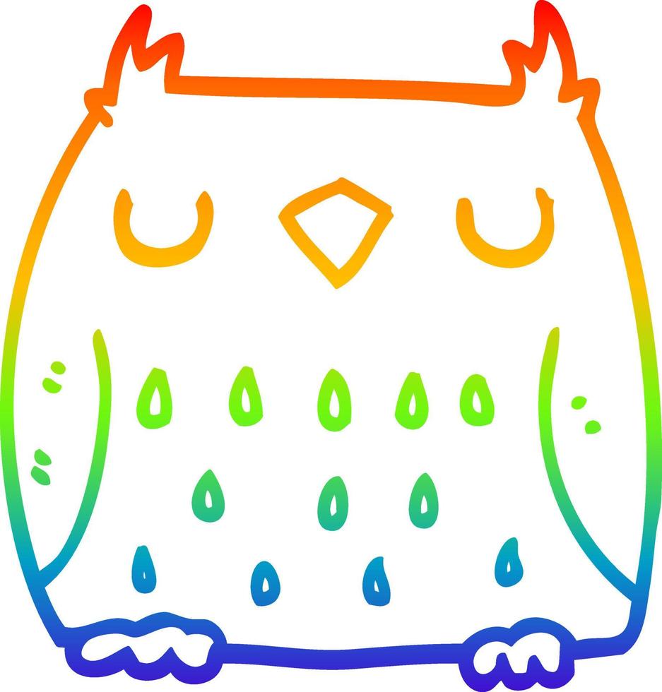 rainbow gradient line drawing cute cartoon owl vector