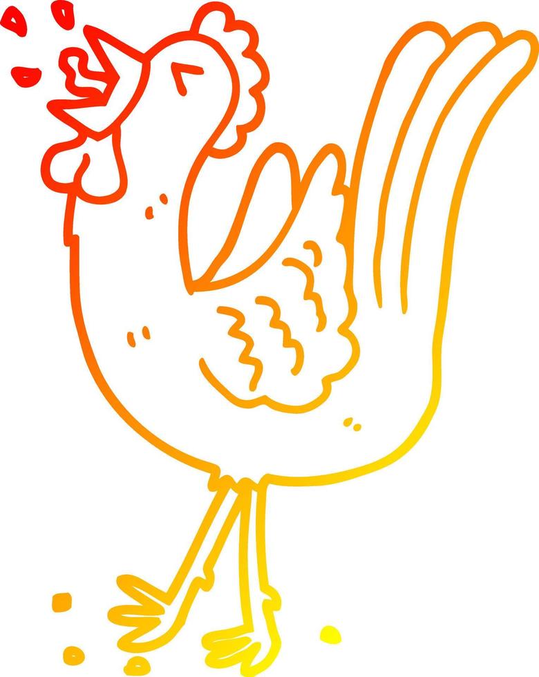 línea de gradiente caliente dibujo dibujos animados gallo cacareo vector