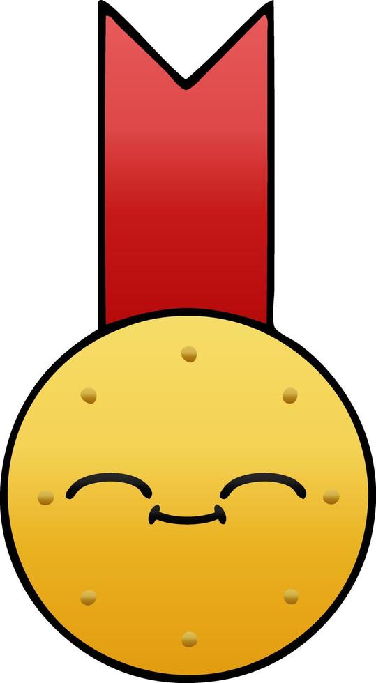 gradient shaded cartoon gold medal vector