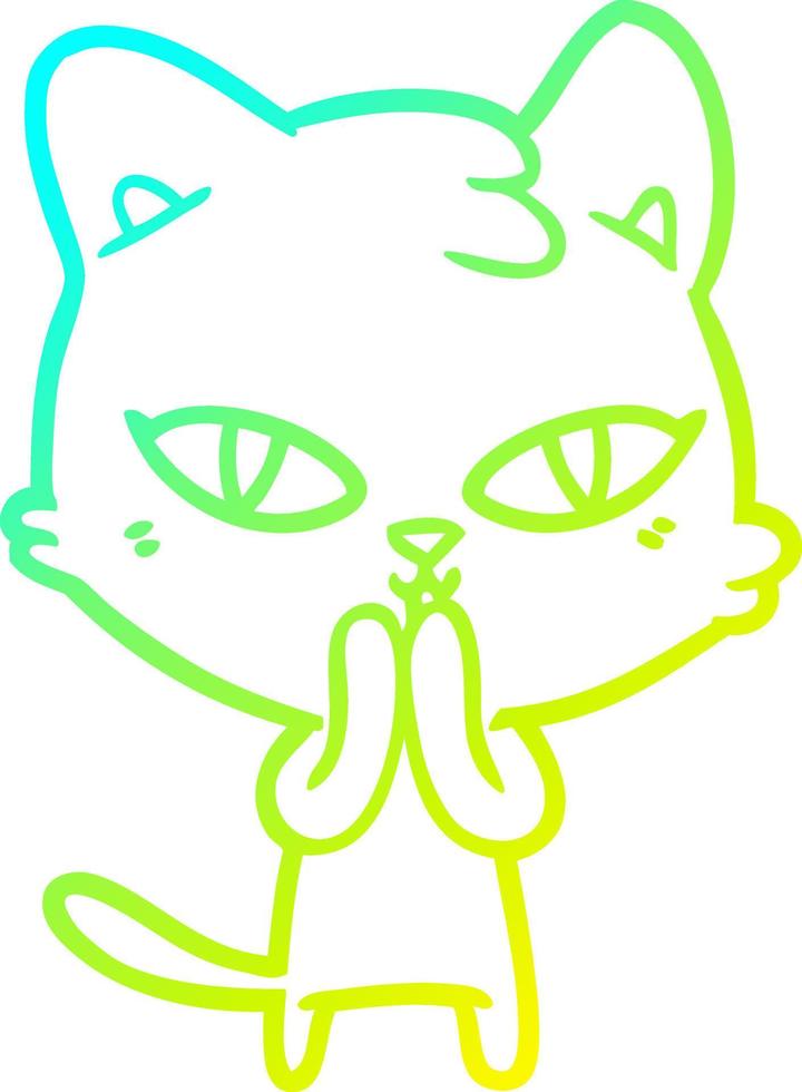 cold gradient line drawing cartoon cat vector