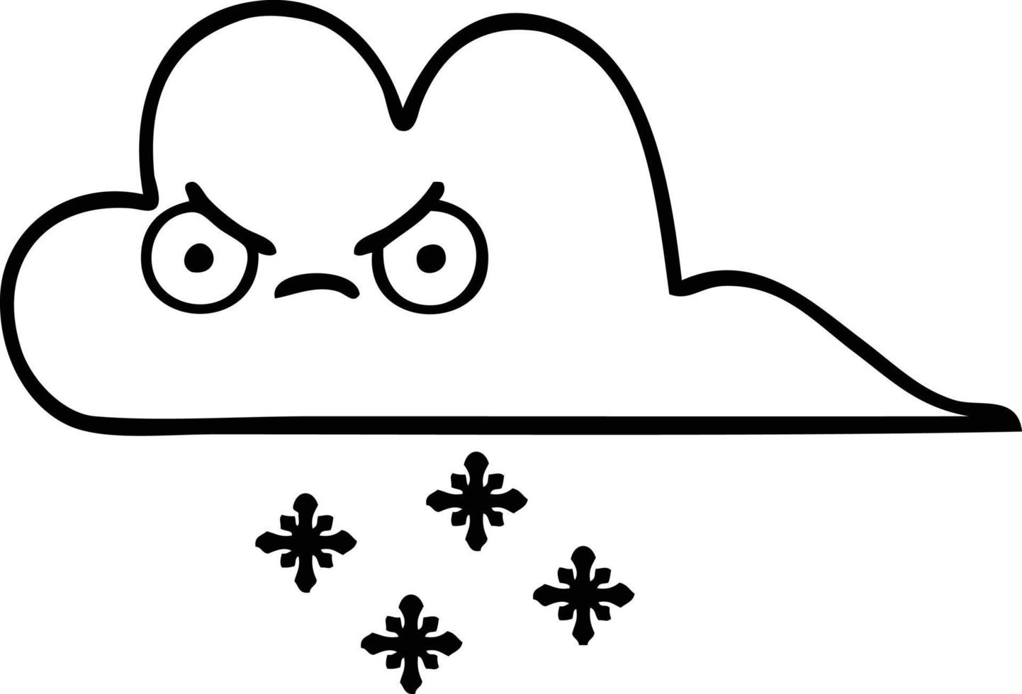 line drawing cartoon storm snow cloud vector