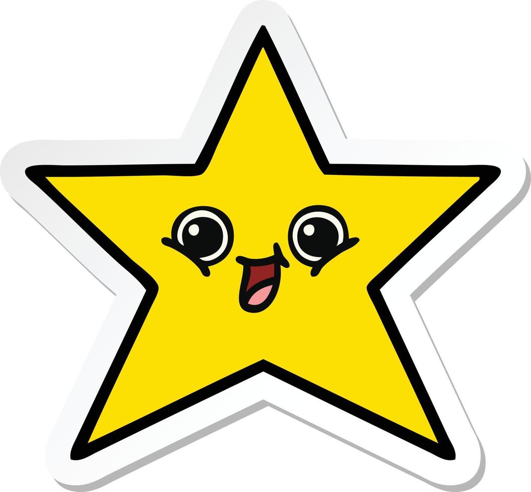 pegatina de una linda estrella dorada de dibujos animados vector