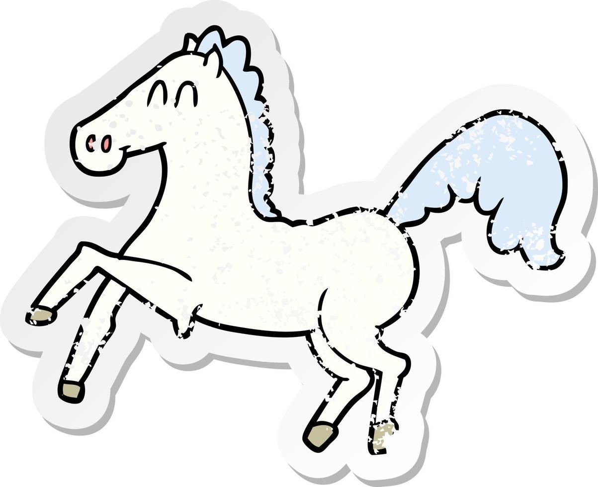 distressed sticker of a cartoon horse rearing up vector