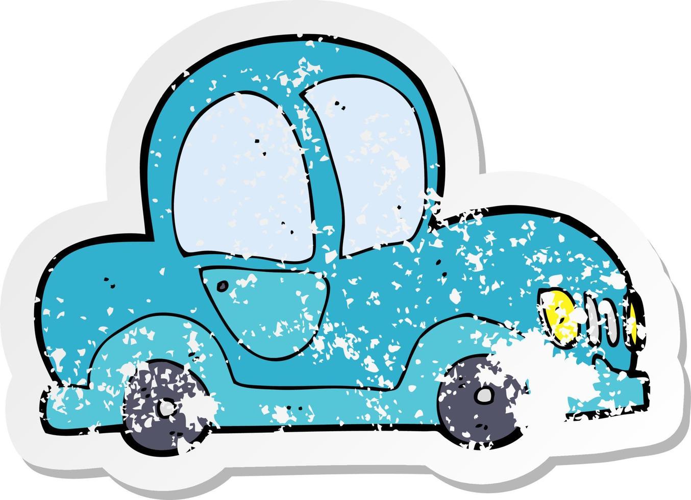 retro distressed sticker of a cartoon car vector