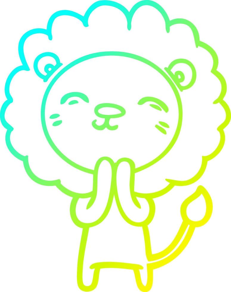 cold gradient line drawing cartoon lion vector