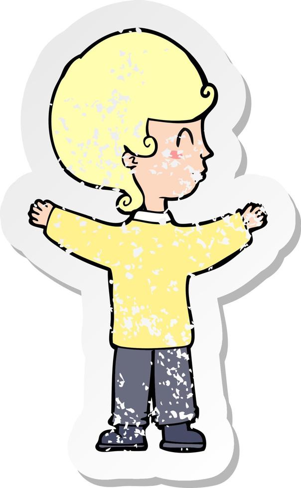 retro distressed sticker of a cartoon woman vector