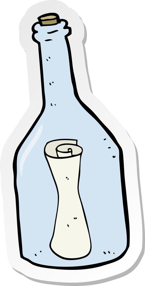 sticker of a cartoon letter in a bottle vector
