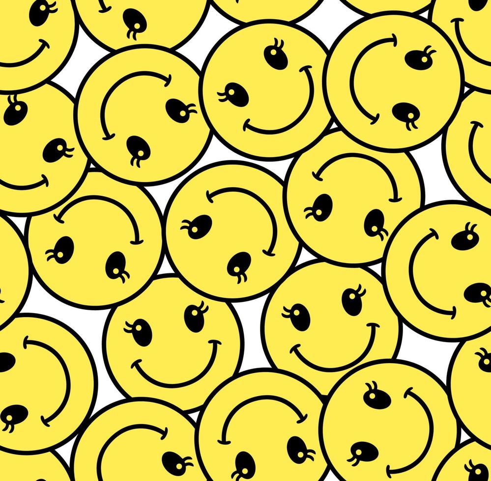 Smiling faces seamless repeat pattern vector