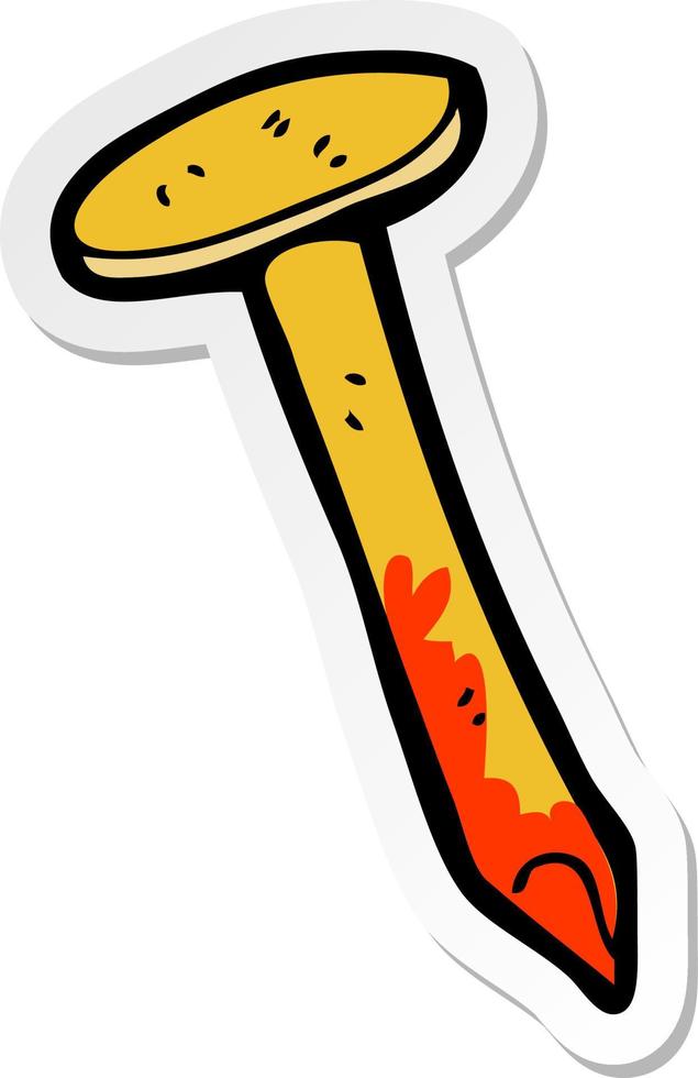 sticker of a cartoon bloody nail vector