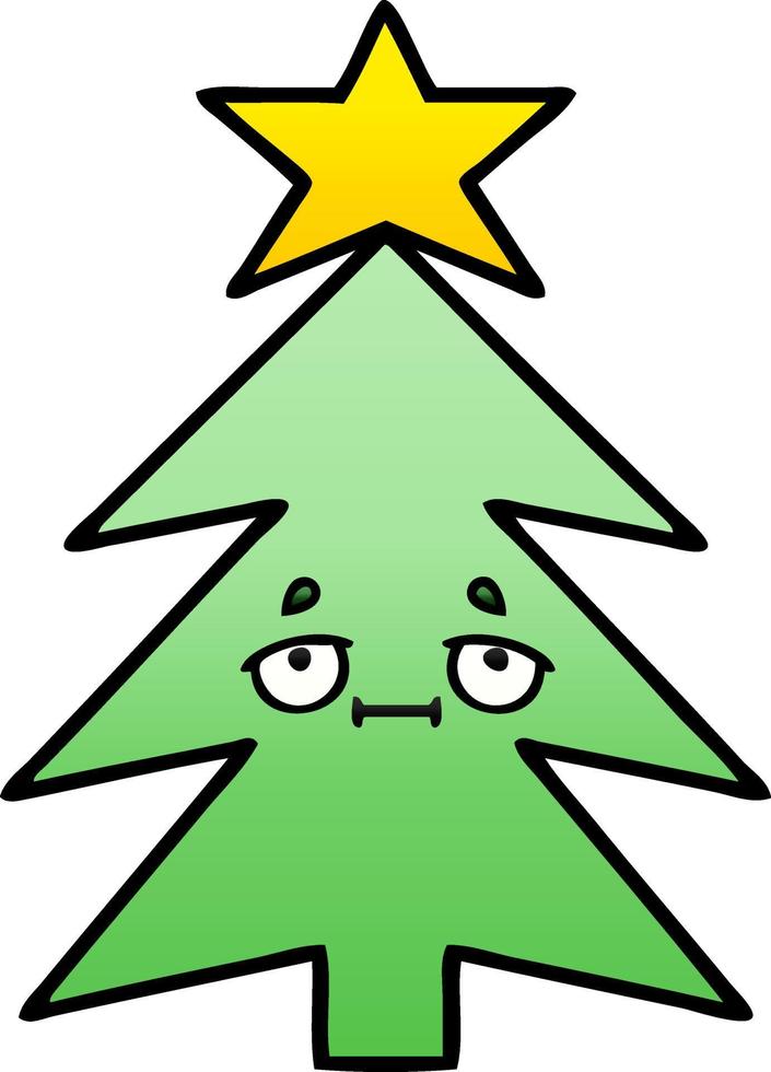 gradient shaded cartoon christmas tree vector