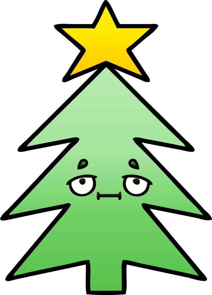 árbol de navidad de dibujos animados sombreado degradado vector