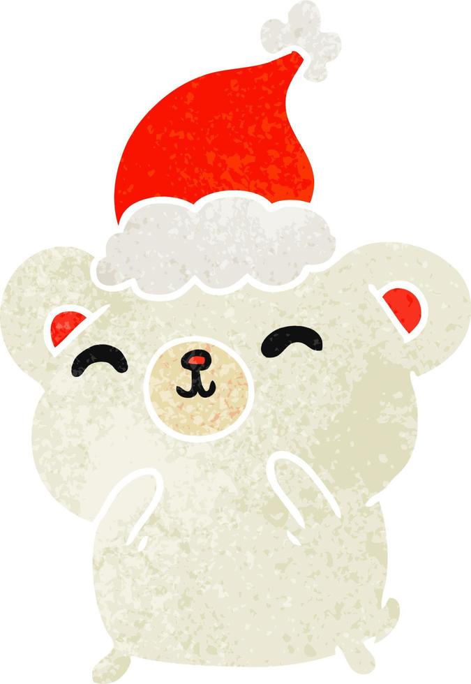 christmas retro cartoon of kawaii polar bear vector