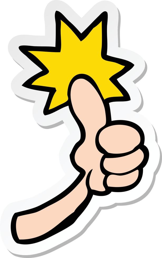 sticker of a cartoon thumbs up sign vector