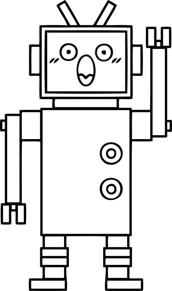 line drawing cartoon robot vector