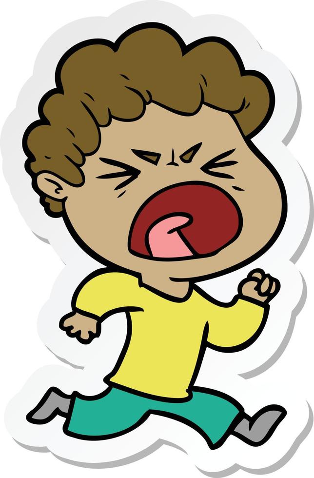 sticker of a cartoon furious man vector