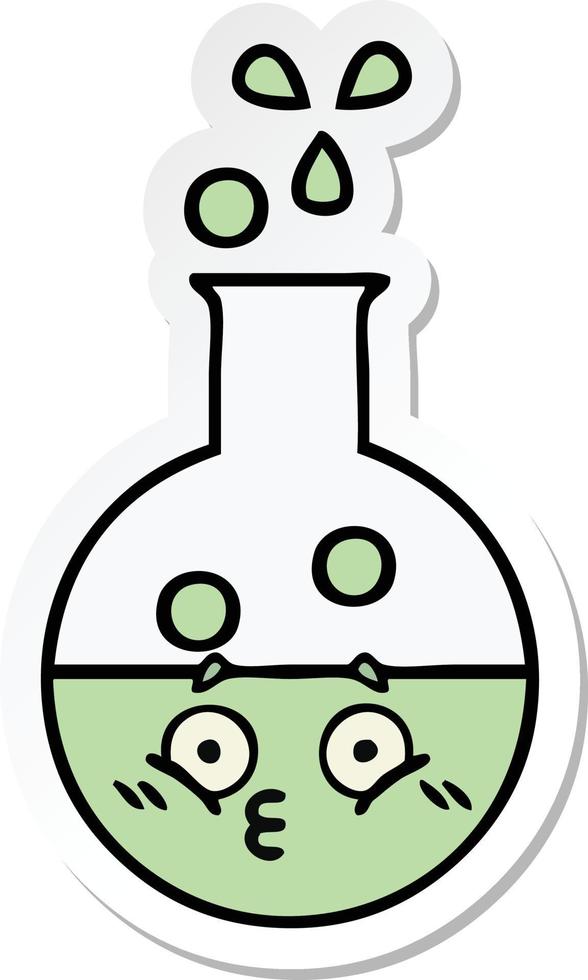 sticker of a cute cartoon test tube vector