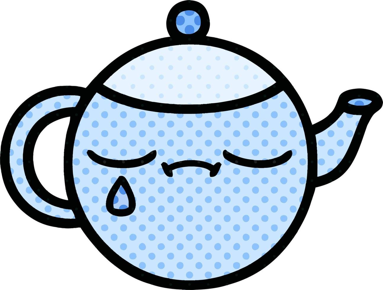 comic book style cartoon sad tea pot vector