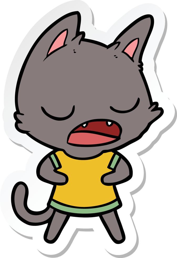 sticker of a talking cat cartoon vector