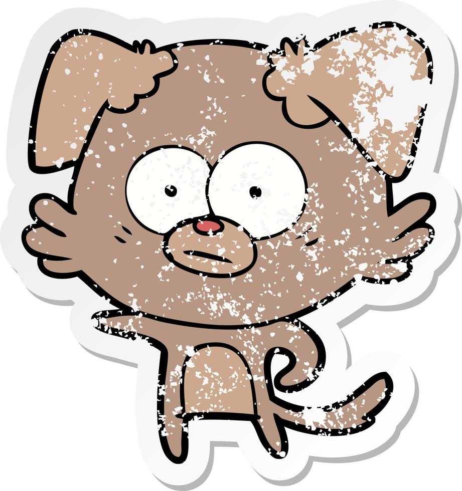 distressed sticker of a nervous dog cartoon vector
