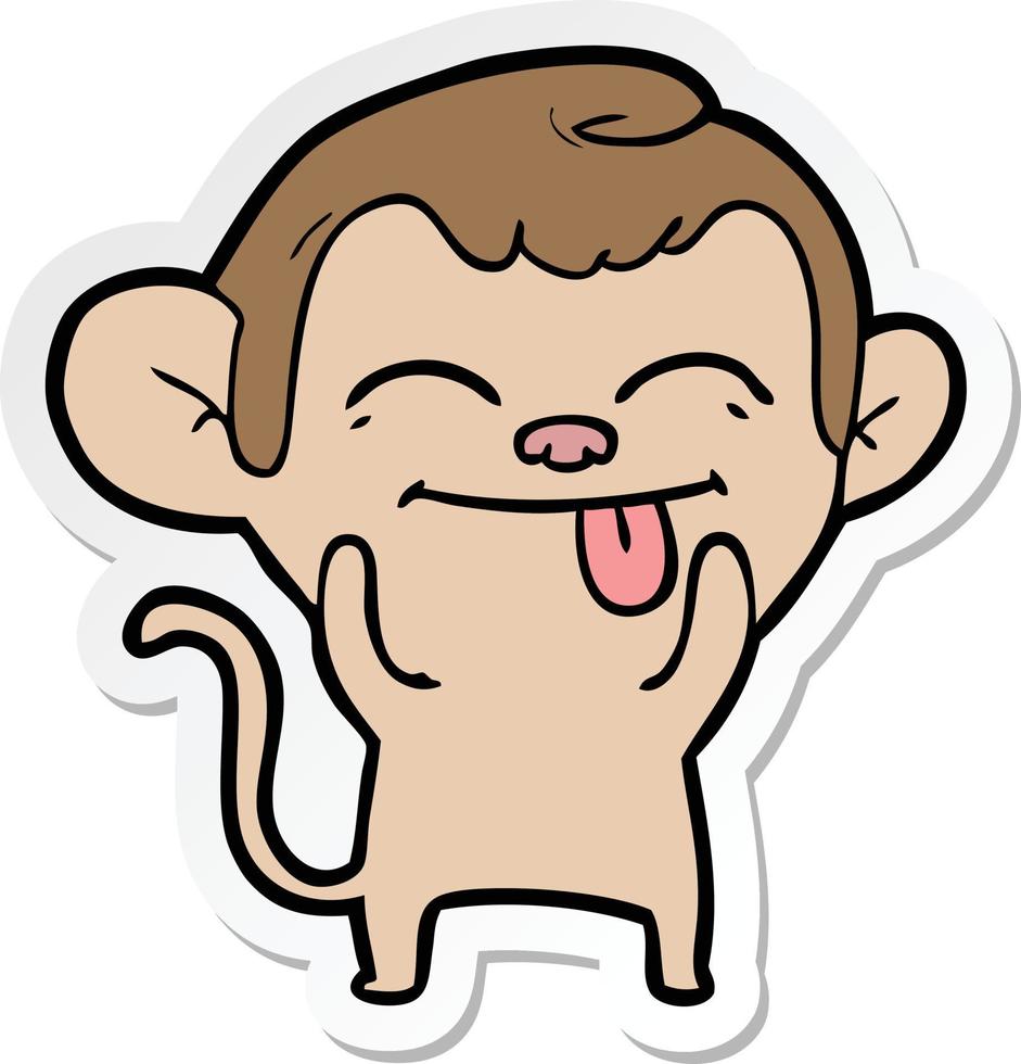 sticker of a funny cartoon monkey vector