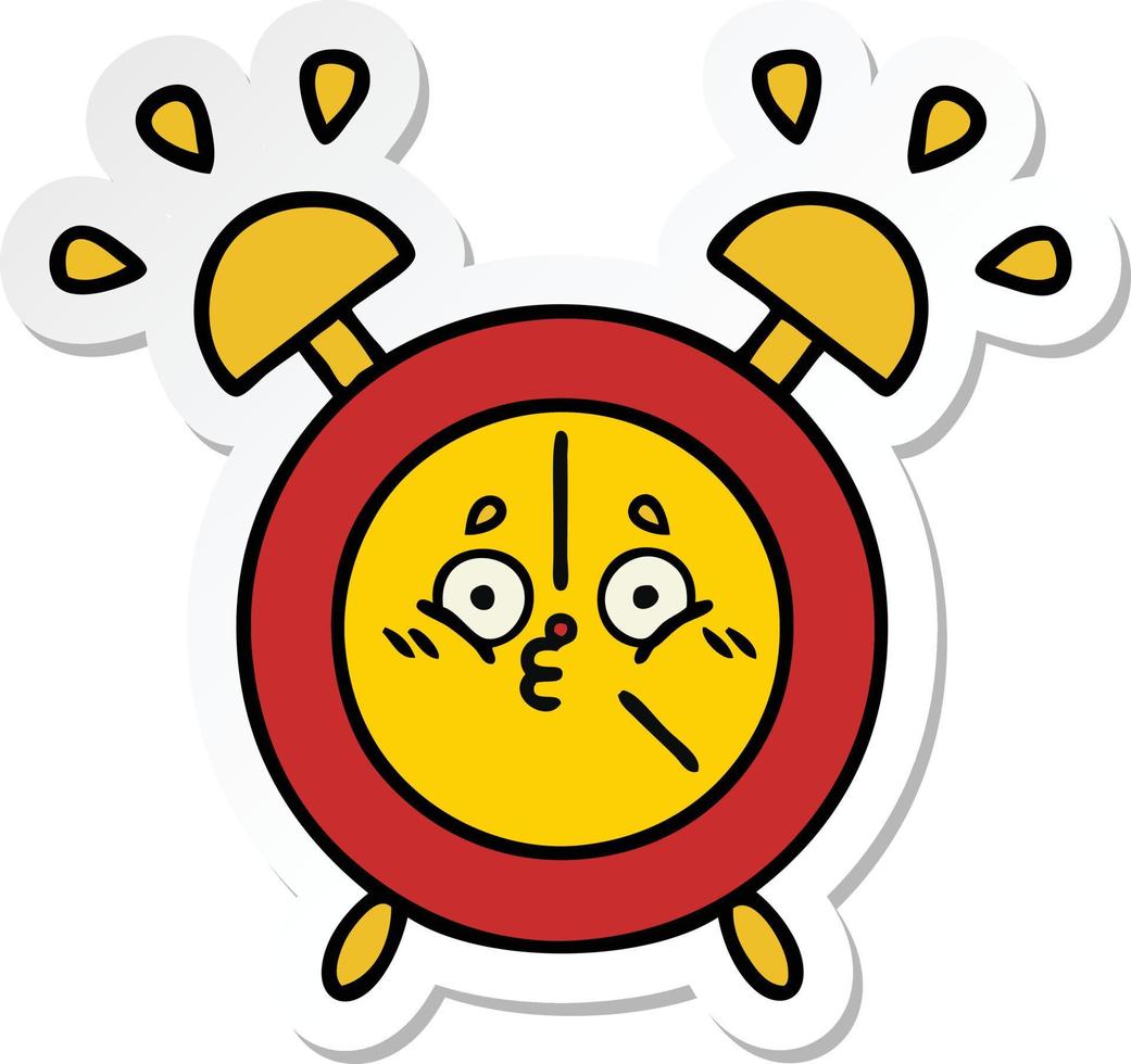 sticker of a cute cartoon alarm clock vector