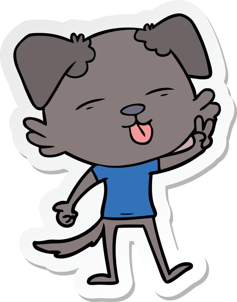 sticker of a cartoon dog sticking out tongue vector